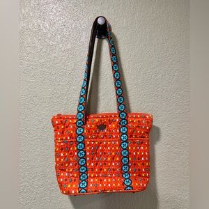 Mona B Orange and Blue Patterned Tote